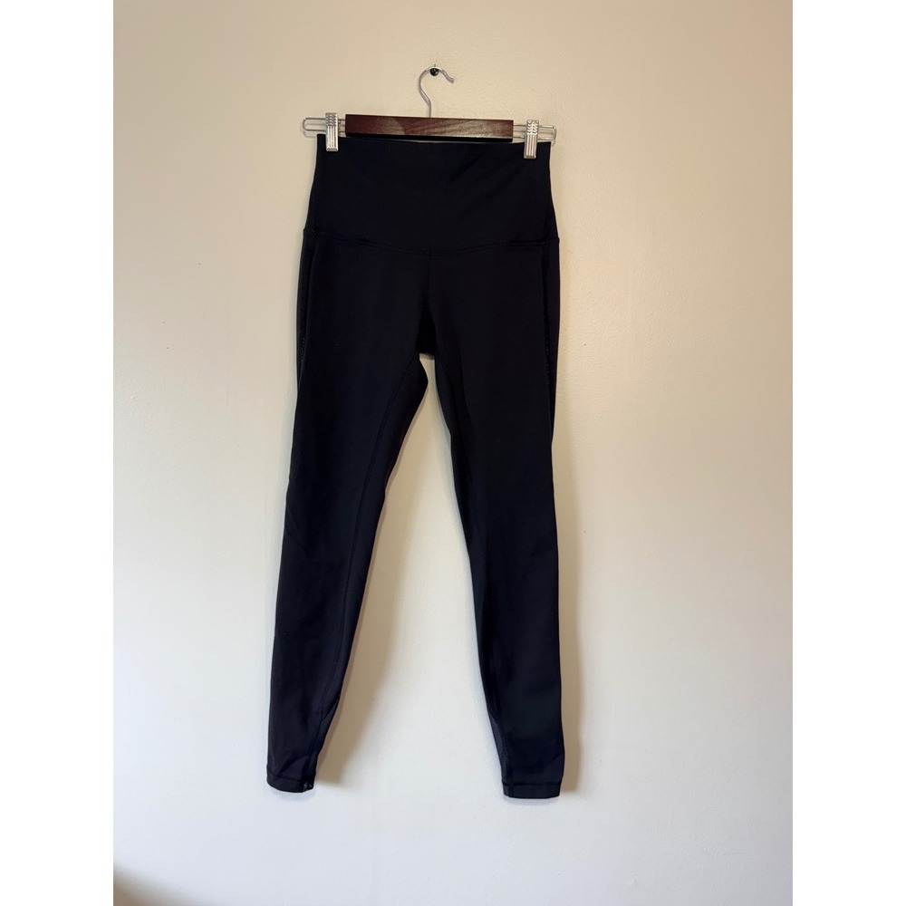 Lululemon Black High Rise Mesh Panel Activewear Leggings Womens Size 6